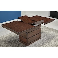 Contemporary Convertible Height Storage Table with Self Storing Leaf