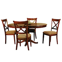 Five Piece Pedestal Table and X-Back Chair Dining Set