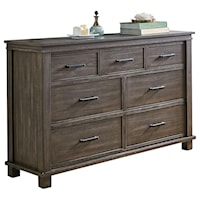 Transitional Solid Wood 7 Drawer Dresser With Felt Lined Top Drawer