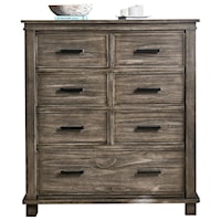 Transitional Solid Wood 7 Drawer Chest With Block Feet