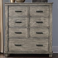 Transitional Solid Wood 7 Drawer Chest With Block Feet