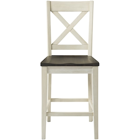 Transitional Solid Wood Bar Stool with X Back Design