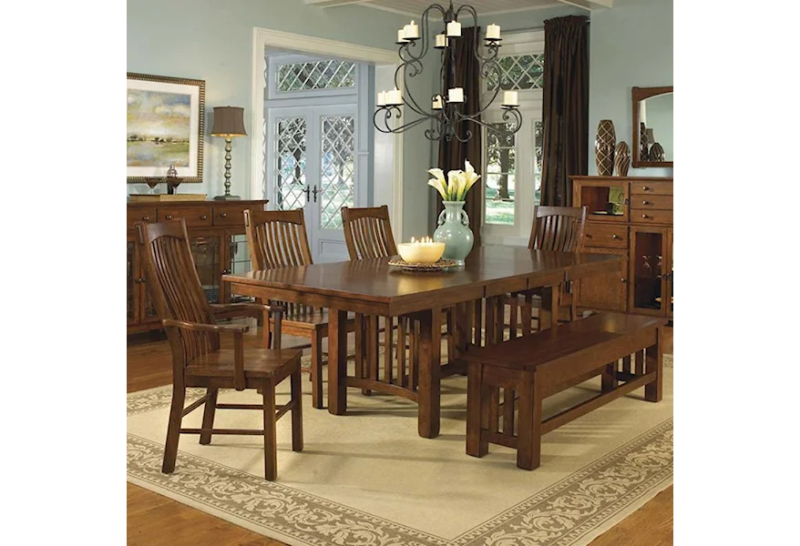 Laurelhurst Rectangular Table & 4 Chairs with Bench by AAmerica at Esprit Decor Home Furnishings