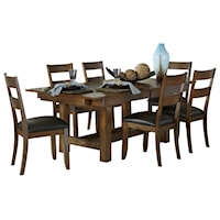 5 Piece Trestle Table and Ladderback Chairs Set
