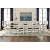 11 Piece Dining Table and Slatback Chairs Set