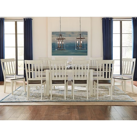 11 Piece Dining Table and Slatback Chairs Set