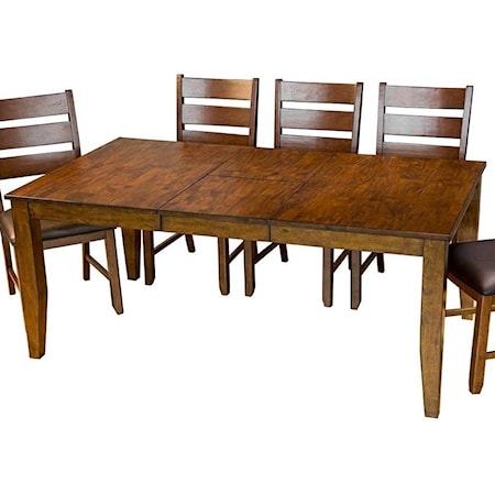 Table with 4 Slatback Upholstered Side Chair