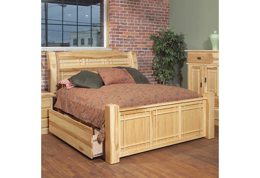 Amish Highlands King Arch Panel Bed W/Storage Box  by AAmerica at Wayside Furniture & Mattress