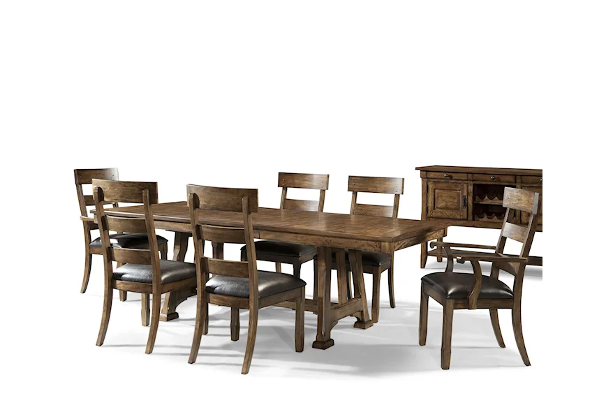 Ozark 7 Piece Trestle Table and Chair Set by AAmerica at Esprit Decor Home Furnishings