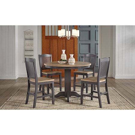5-Piece Round Gathering Height Table and Chair Set