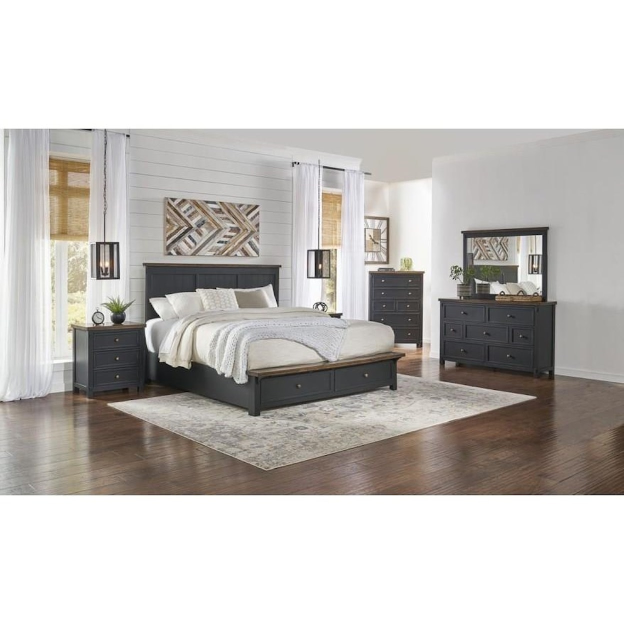 AAmerica   King Platform Bed with Storage Footboard