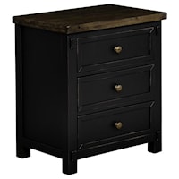 Rustic 3-Drawer Nightstand with USB Port