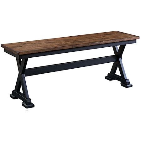 Rustic Solid Wood Dining Bench with Trestle Base