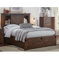 King Bookcase Bed with Footboard Storage