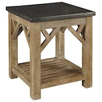 Rustic Casual End Table with Shelf