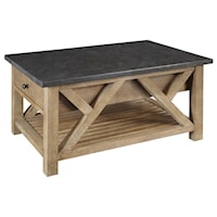 Rustic Casual Cocktail Table with Lower Shelf