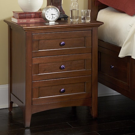 Transitional 3 Drawer Night Stand with Cord Managment 