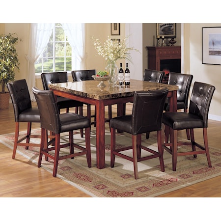 Bologna 9 Piece Counter Height w/ Marble Top Table Set