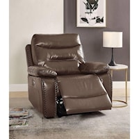 Casual Power Recliner with Nailhead Trim