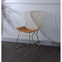 Contemporary Side Chair with Leather Seat Cushion