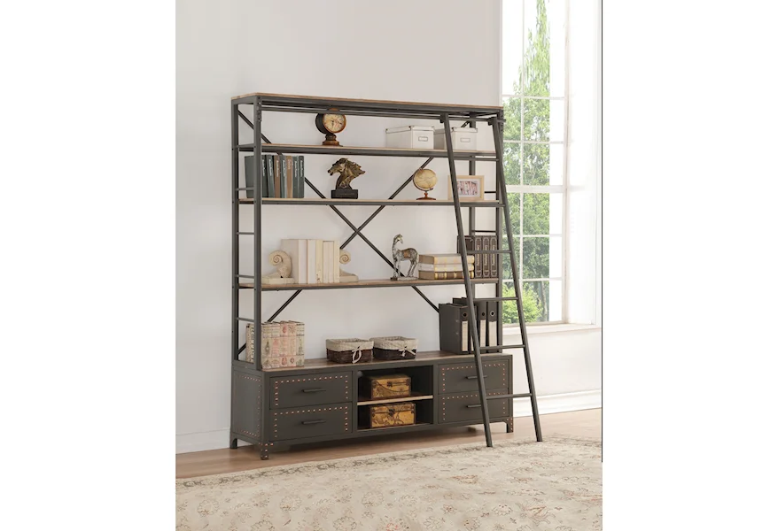 Actaki Bookshelf & Ladder by Acme Furniture at A1 Furniture & Mattress