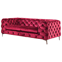 Glam Button Tufted Loveseat with Metal Legs