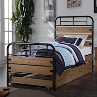 Industrial Twin Bed with Metal Accents
