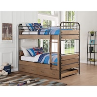 Industrial Twin Bunk Bed with Trundle