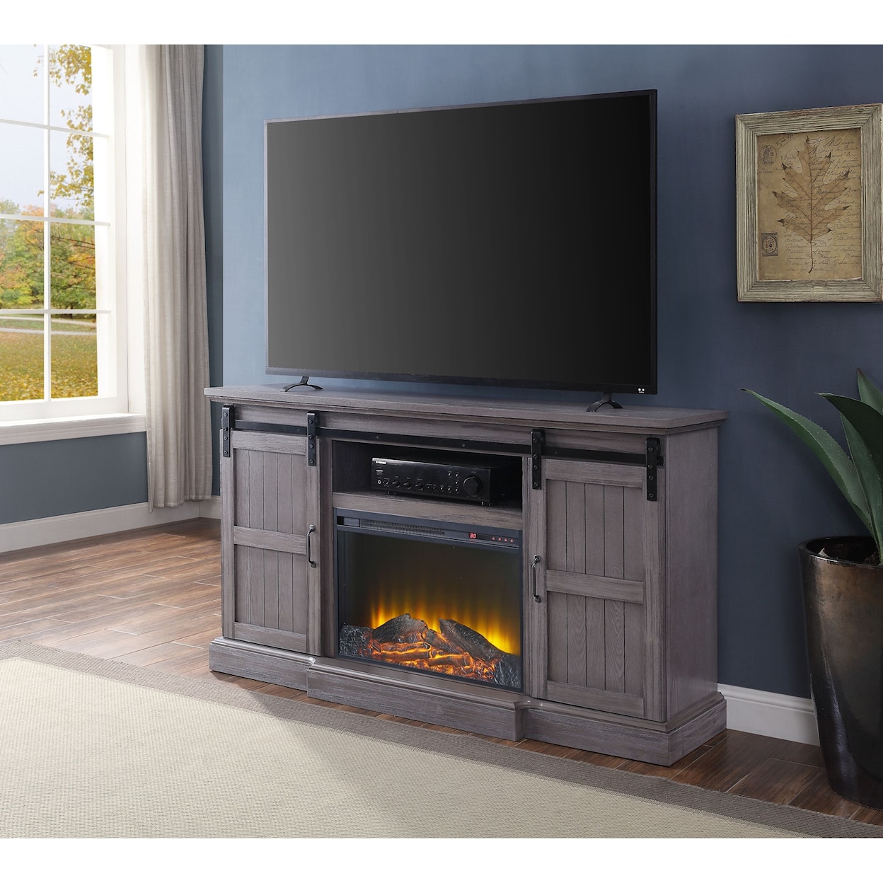 Acme Furniture Admon TV Stand with Built-In LED Fireplace