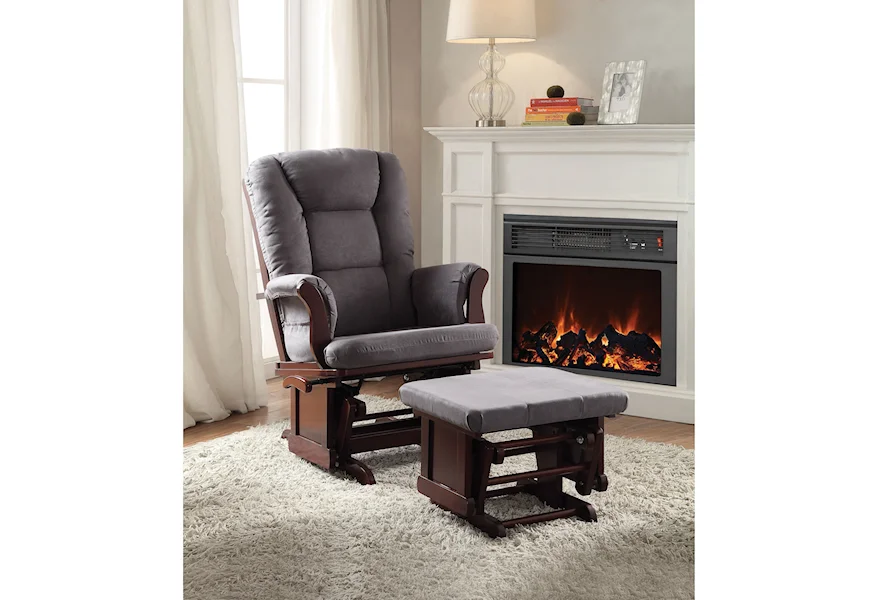 Aeron 2PCPK Glider Chair and Ottoman by Acme Furniture at Dream Home Interiors