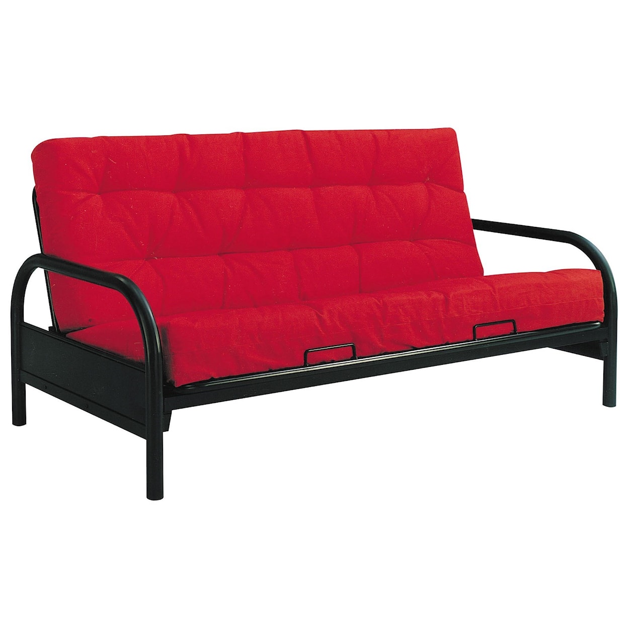 Acme Furniture Alfonso Futon w/ Black Adj Frame, 6" Red Mattress