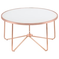 Contemporary Round Coffee Table with White Frosted Glass Top