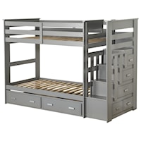 Twin Over Twin Bunkbed with Trundle and Storage Drawers