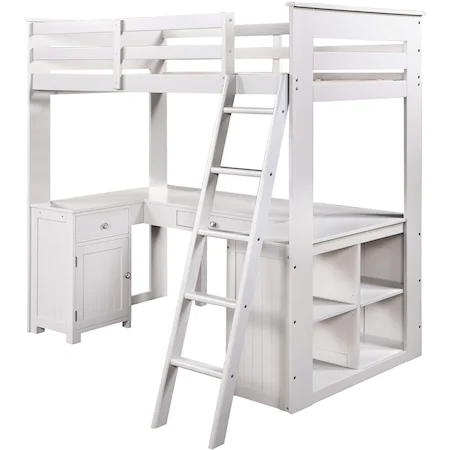 Loft Bed w/Chest, Desk & Bookcase