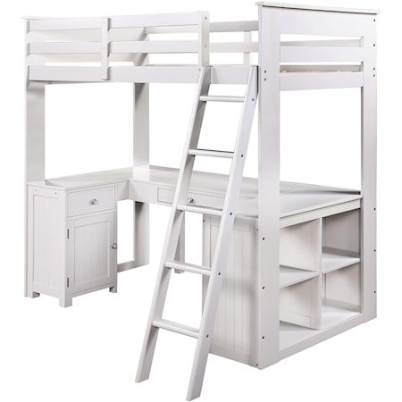 Loft Bed w/Chest, Desk & Bookcase