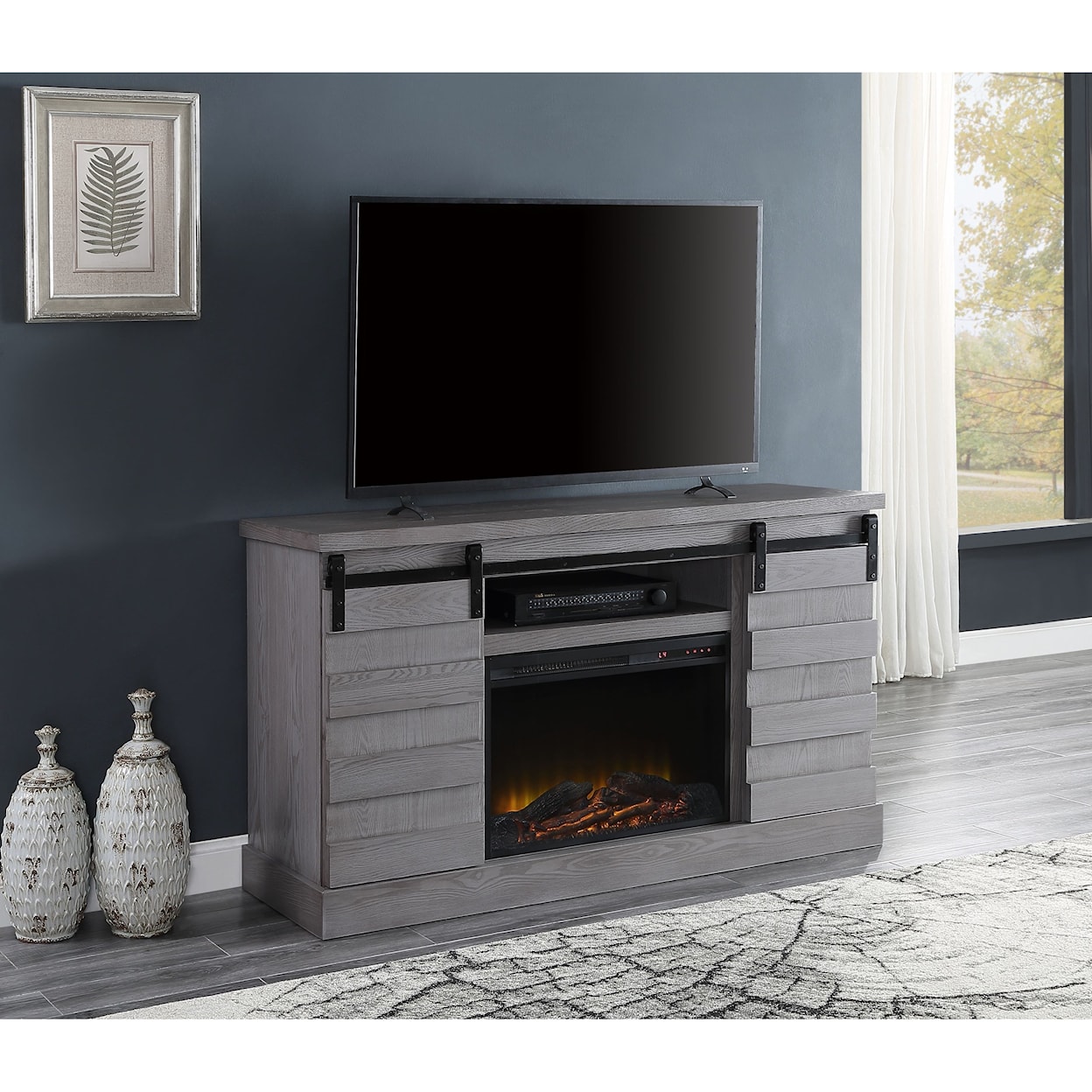 Acme Furniture Amrita TV Stand with LED Fireplace