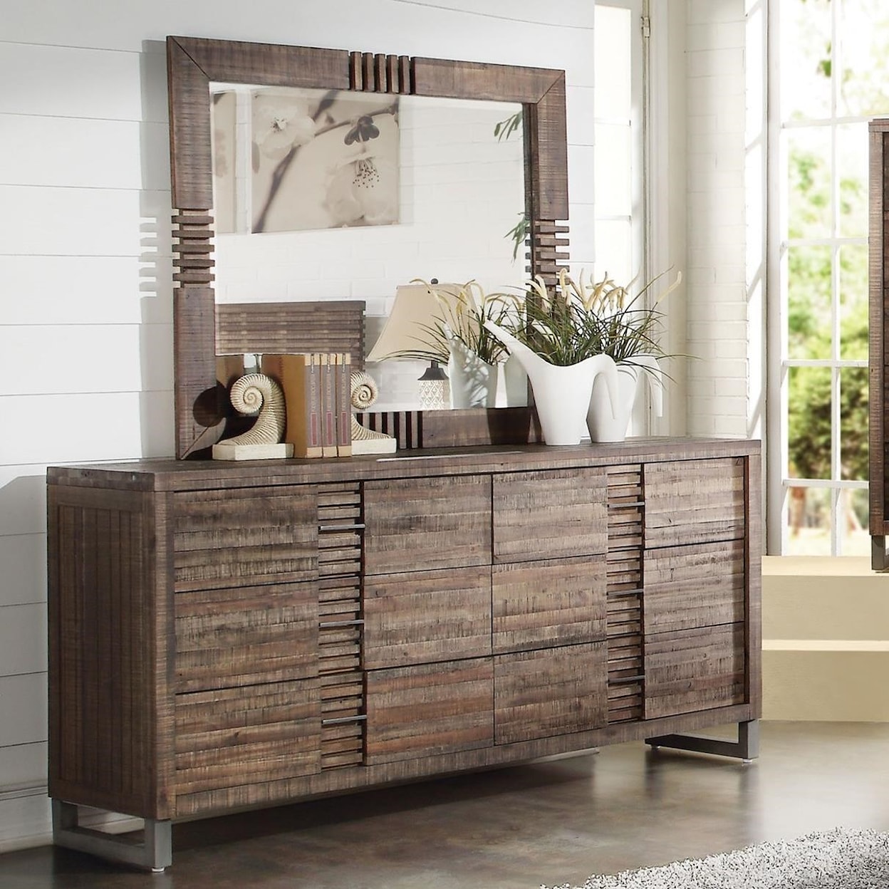 Acme Furniture Andria 6 Drawer Dresser with Mirror
