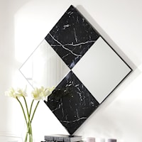 Contemporary Accent Wall Mirror with Faux Marble Accents