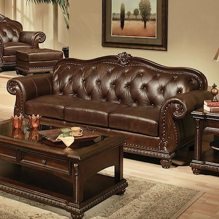 Cherry Top Grain Leather Sofa