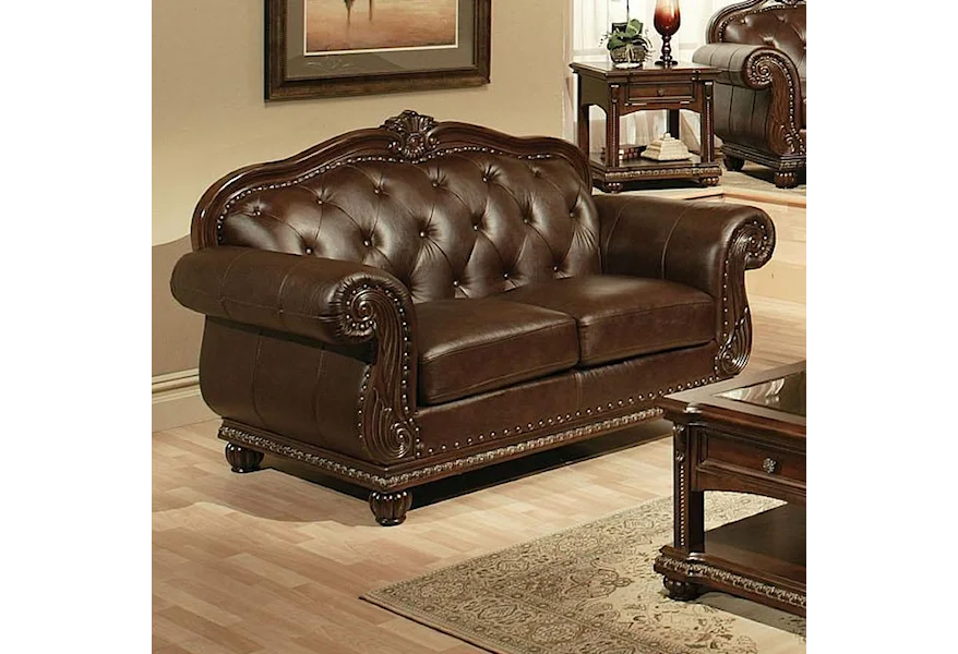 Anondale Cherry Top Grain Leather Loveseat by Acme Furniture at A1 Furniture & Mattress