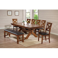 Standard Height Dining Set with Trestle Table and Mixed Seating