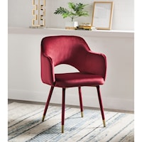 Contemporary Accent Chair with Bordeaux-Red Velvet