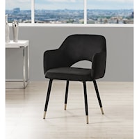 Contemporary Accent Chair Black Velvet 