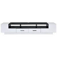 70" MELAMINE WHITE & BLACK TV STAND |