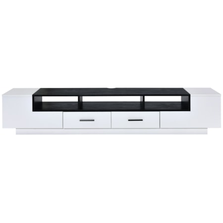 70" MELAMINE WHITE & BLACK TV STAND |