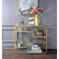 Sofa Table with Mirrored Shelves