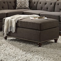 Transitional Ottoman with Nailhead Trim