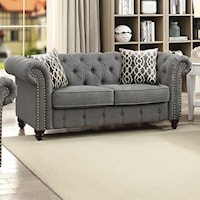 Transitional High Back Loveseat with Tufting