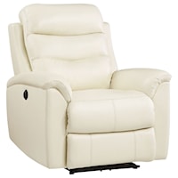 Contemporary Top Grain Leather Match Power Recliner with Pillow Arms