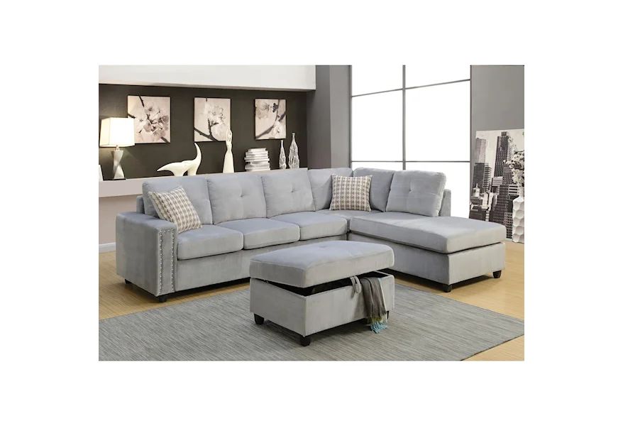 Belville Sectional Sofa w/Pillows by Acme Furniture at A1 Furniture & Mattress